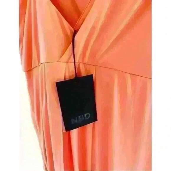 🔥🔥NWT NBD X Revolve Sangria Maxi Gown Slit Drape Maxi Dress Sherbert Peach Small - Picture 8 of 8